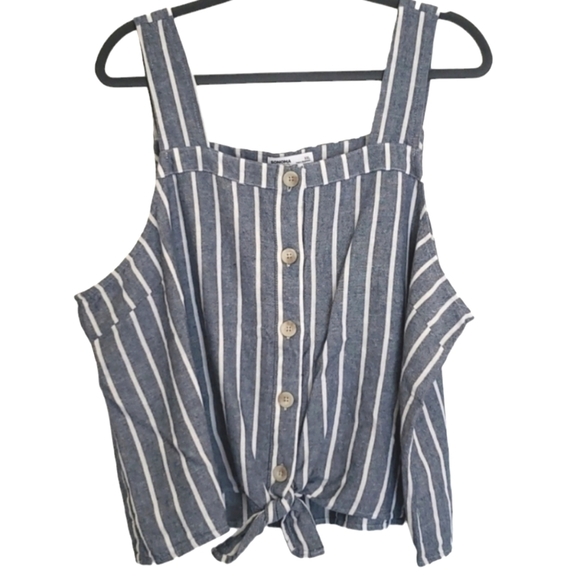 Sonoma Striped Square Neck Linen Tie Top NEW - Picture 3 of 6